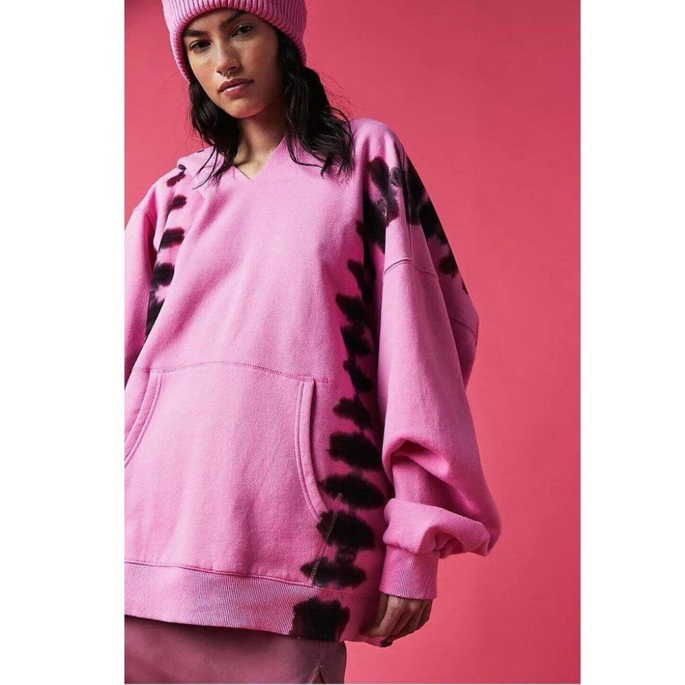 Free People We The Free Washed It's A Vibe Printed Hoodie Oversized S NWT